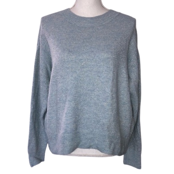 H&M knit sweater glimmer blue long sleeved large - Picture 1 of 7